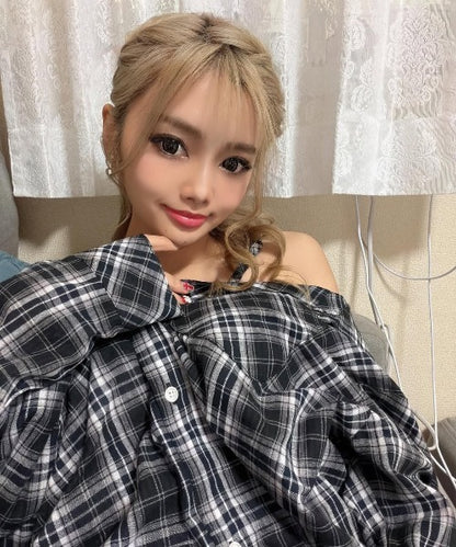 オフショルマルチチェックシャツ