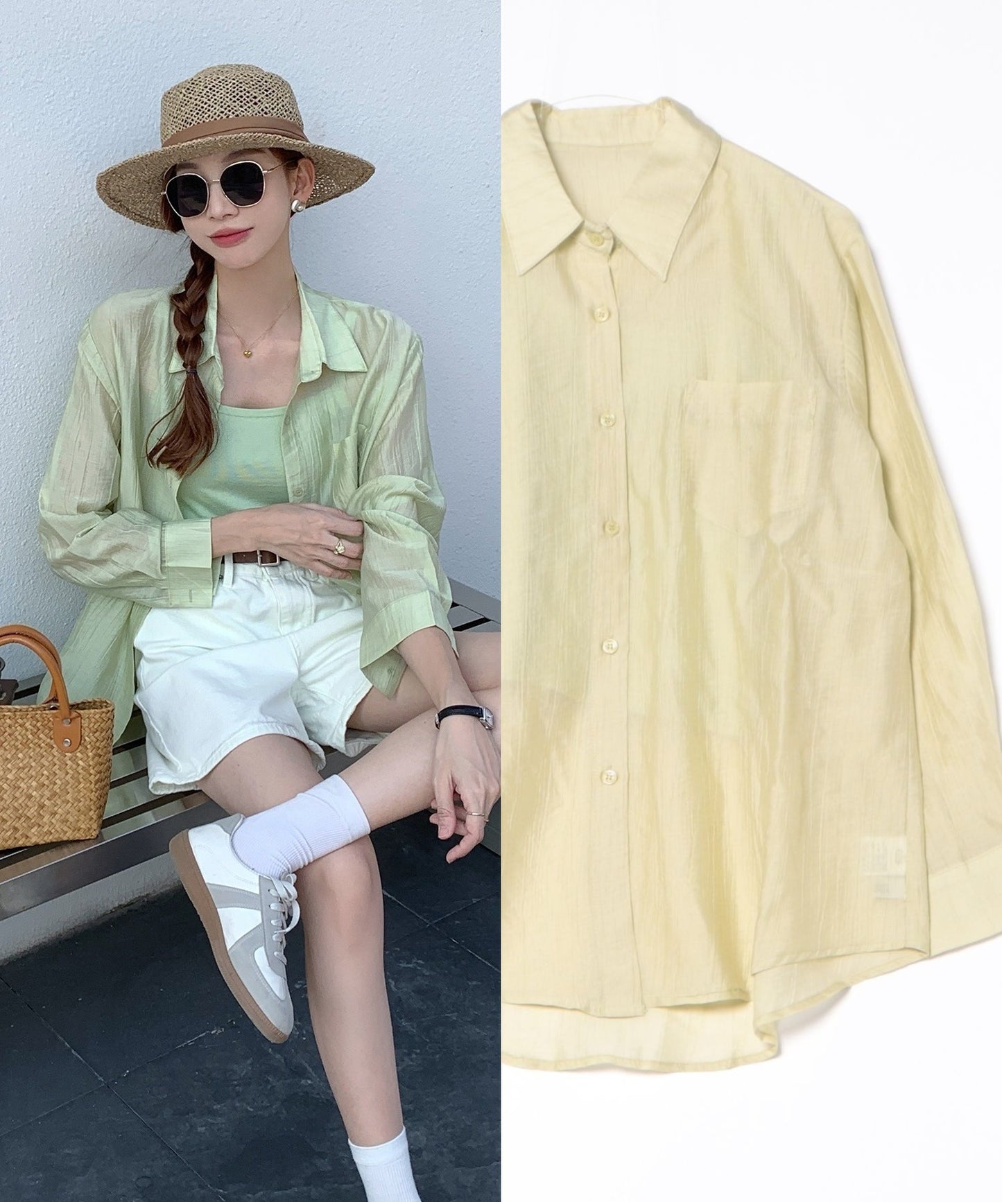 シアーシャツ+キャミ2点セット