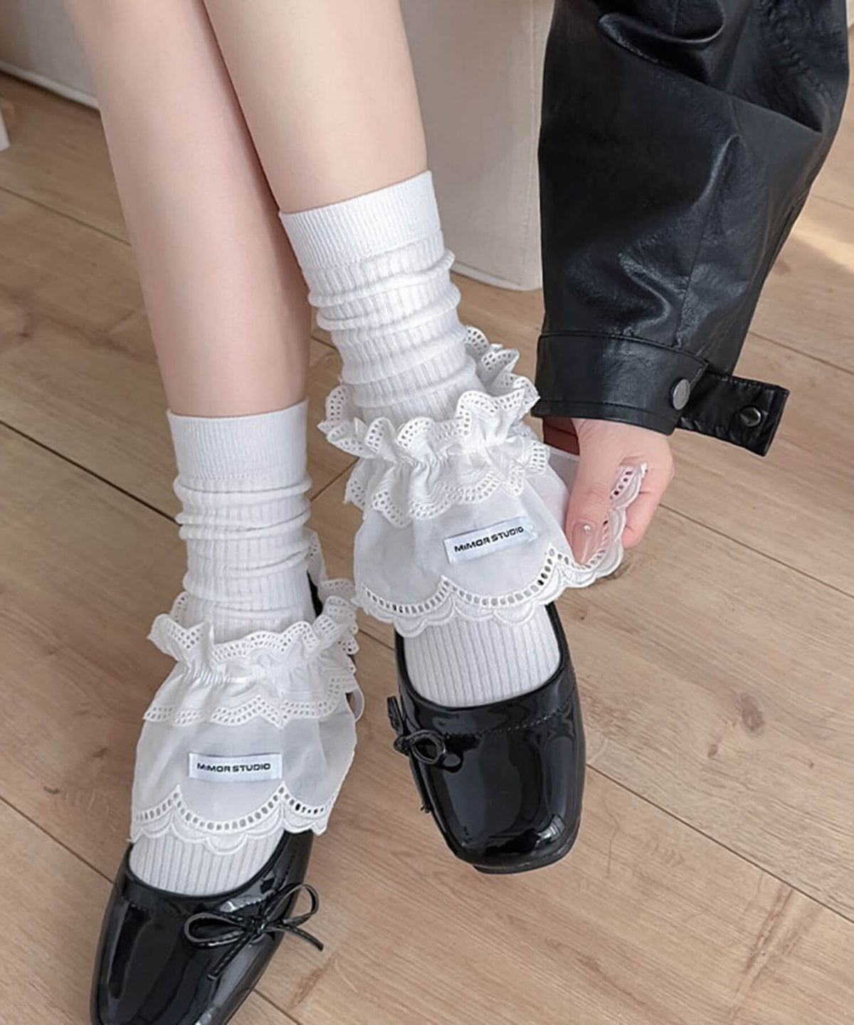 レイヤードフリルレッグカバー