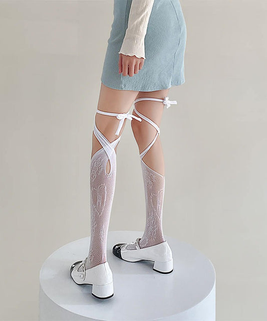 レースアップメッシュソックス