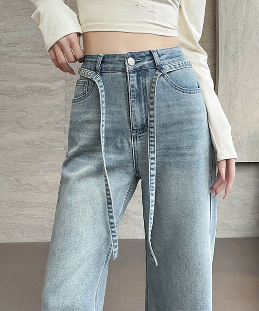 ウエストストリングセミフレアデニムパンツ