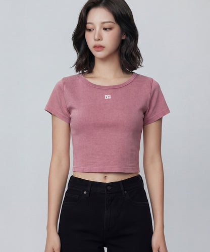 ロゴ刺繍クロップドTシャツ